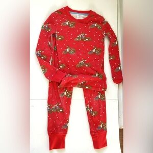 Mini Boden Christmas Pajama Set Sz 8 Red  Reindeer Santa Lounge